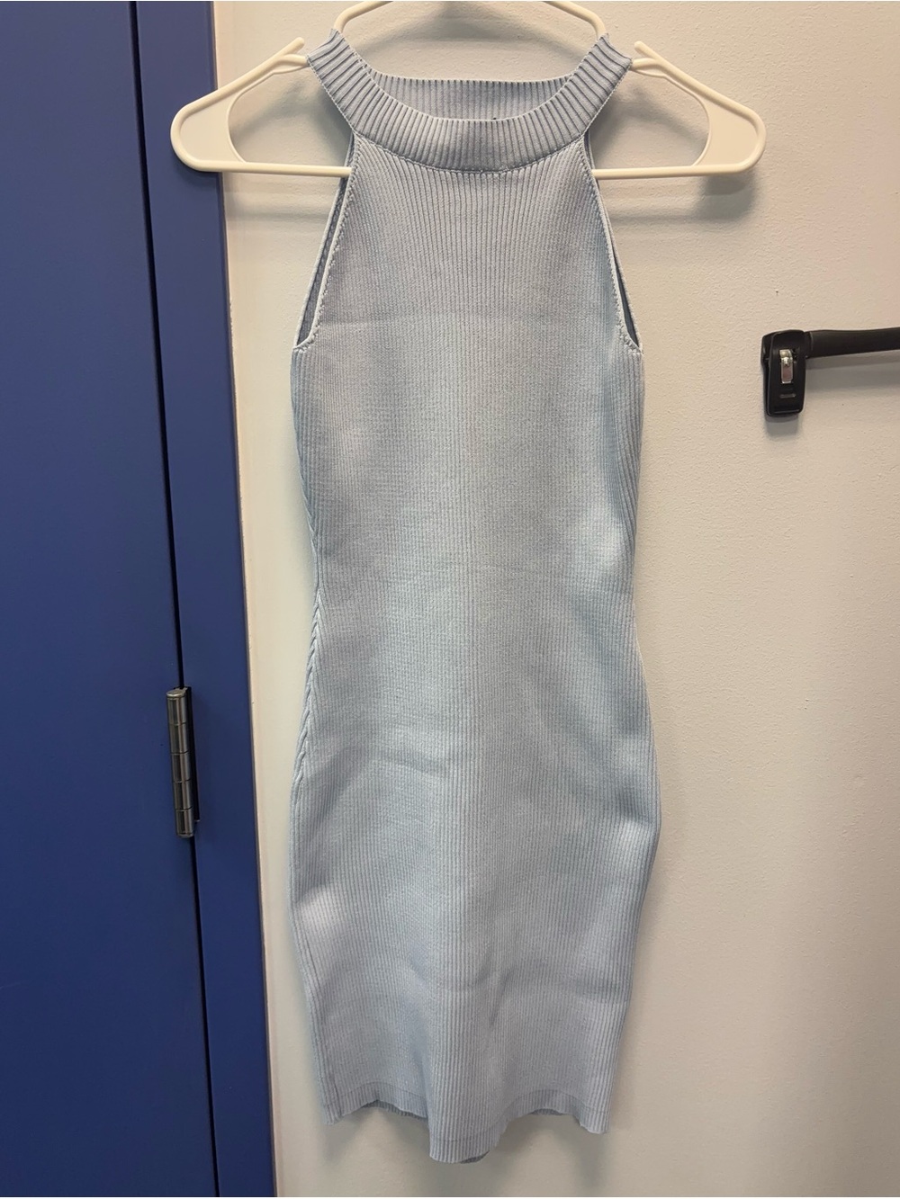 Sincerely Jules Light Blue Ribbed Halter Bodycon Dress